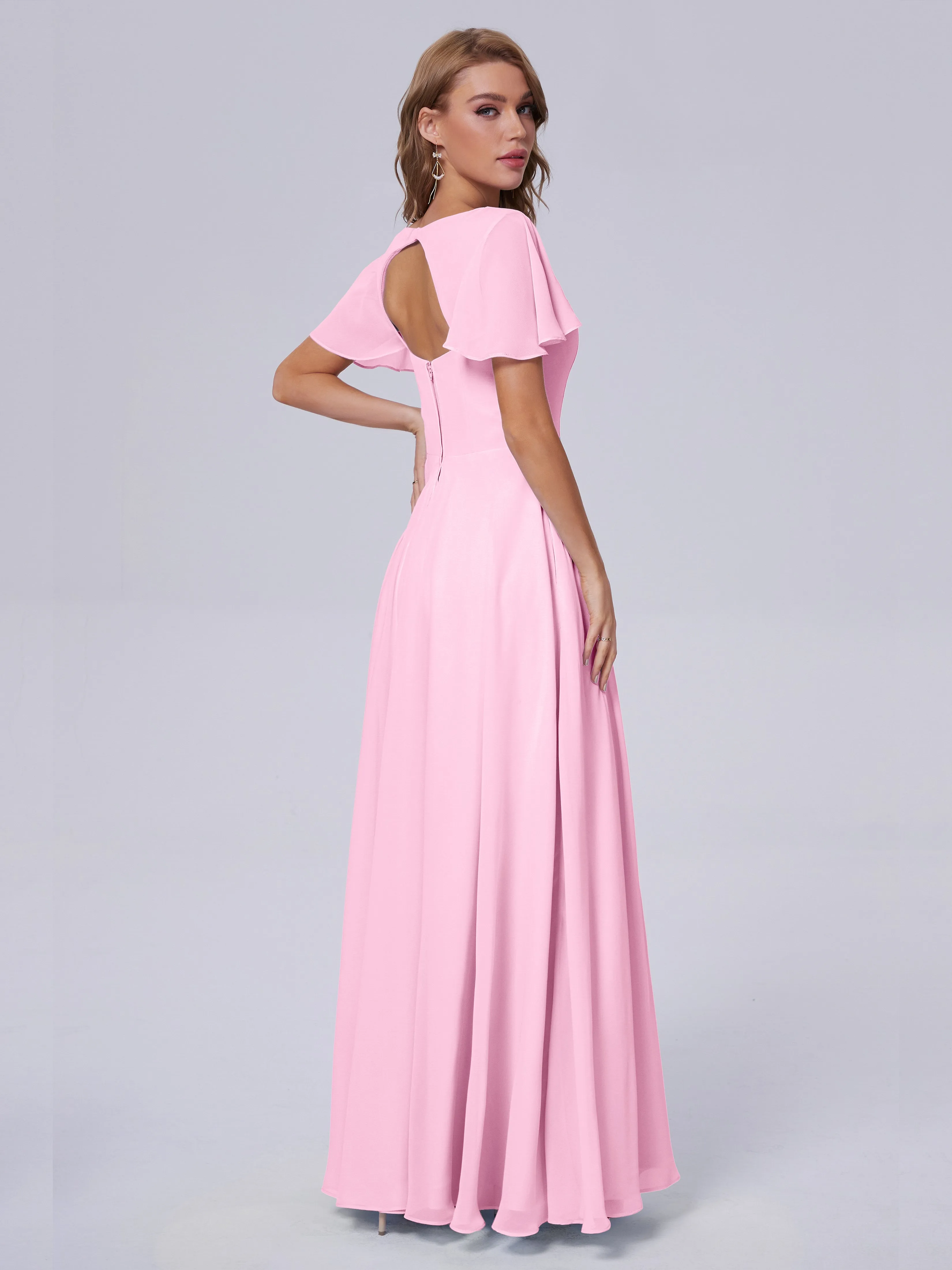 Anastasia Short Sleeves Chiffon Bridesmaid Dresses