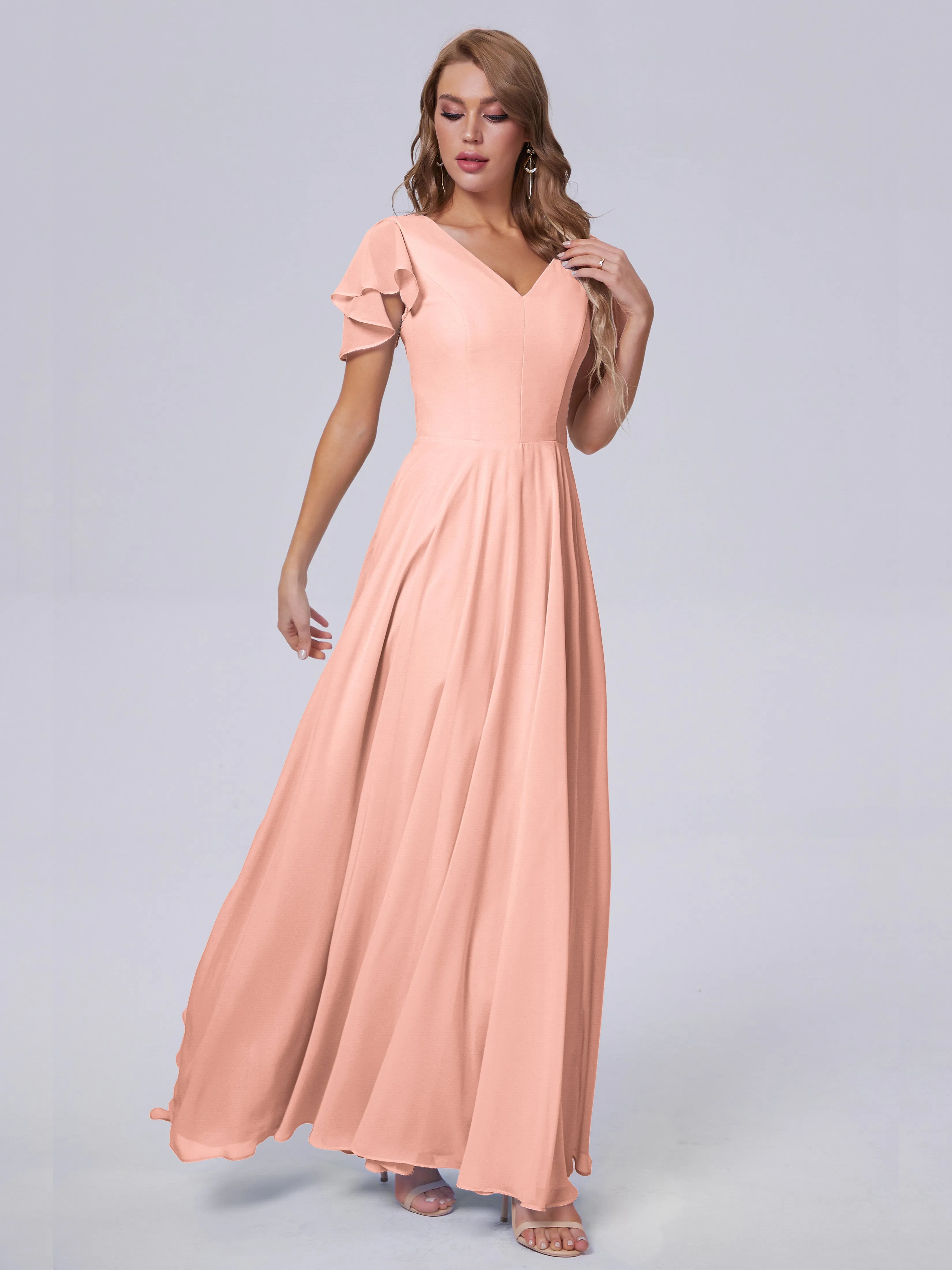 Anastasia Short Sleeves Chiffon Bridesmaid Dresses