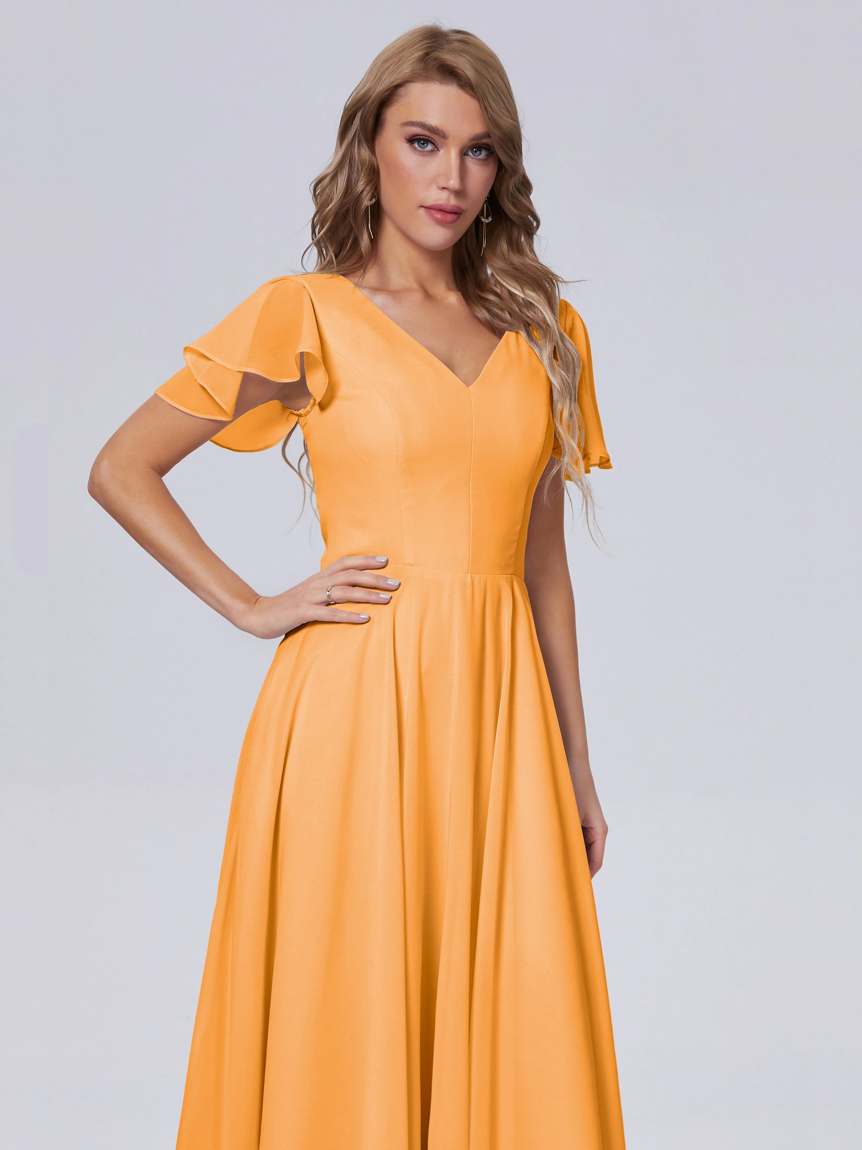 Anastasia Short Sleeves Chiffon Bridesmaid Dresses