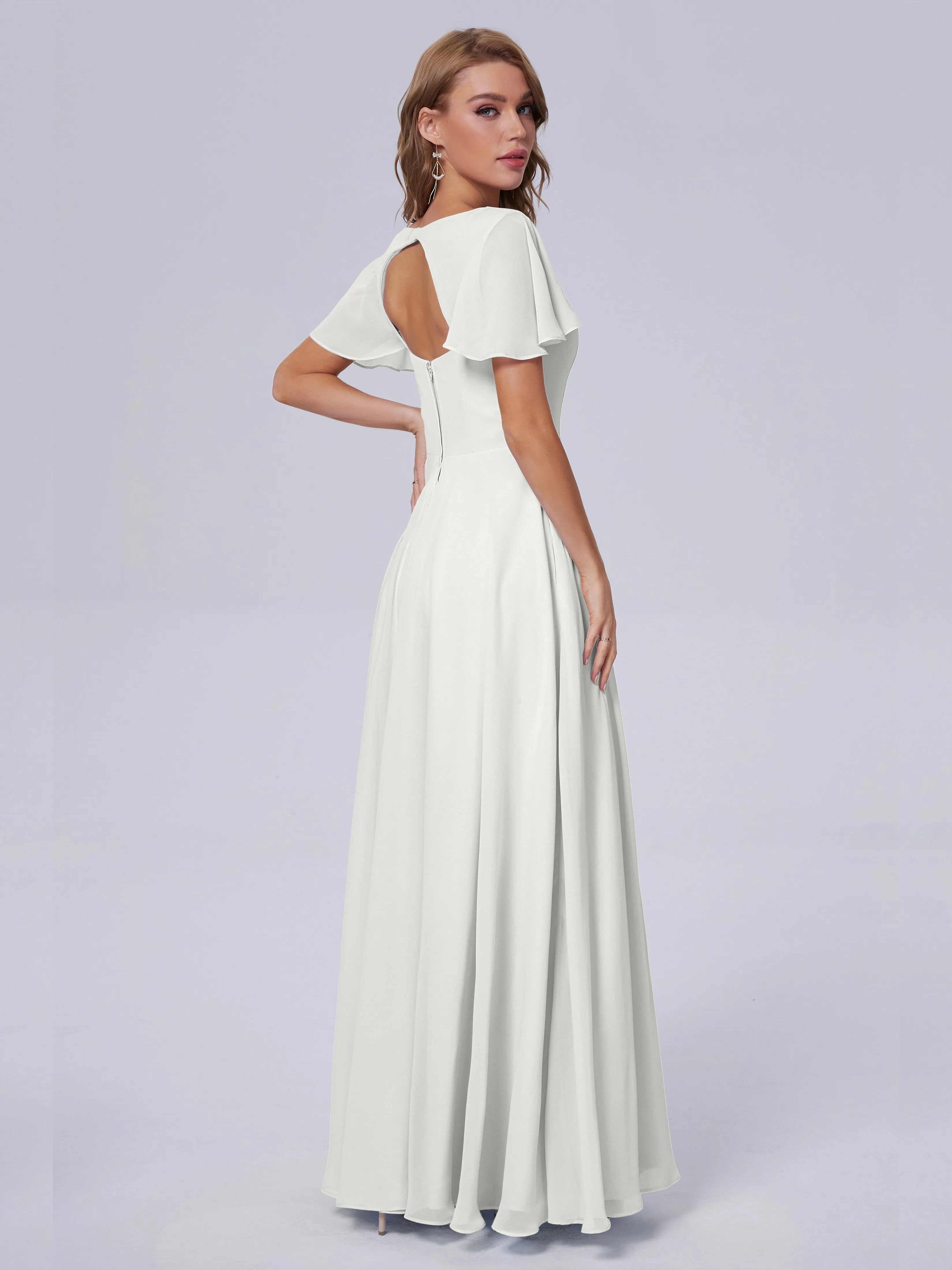 Anastasia Short Sleeves Chiffon Bridesmaid Dresses