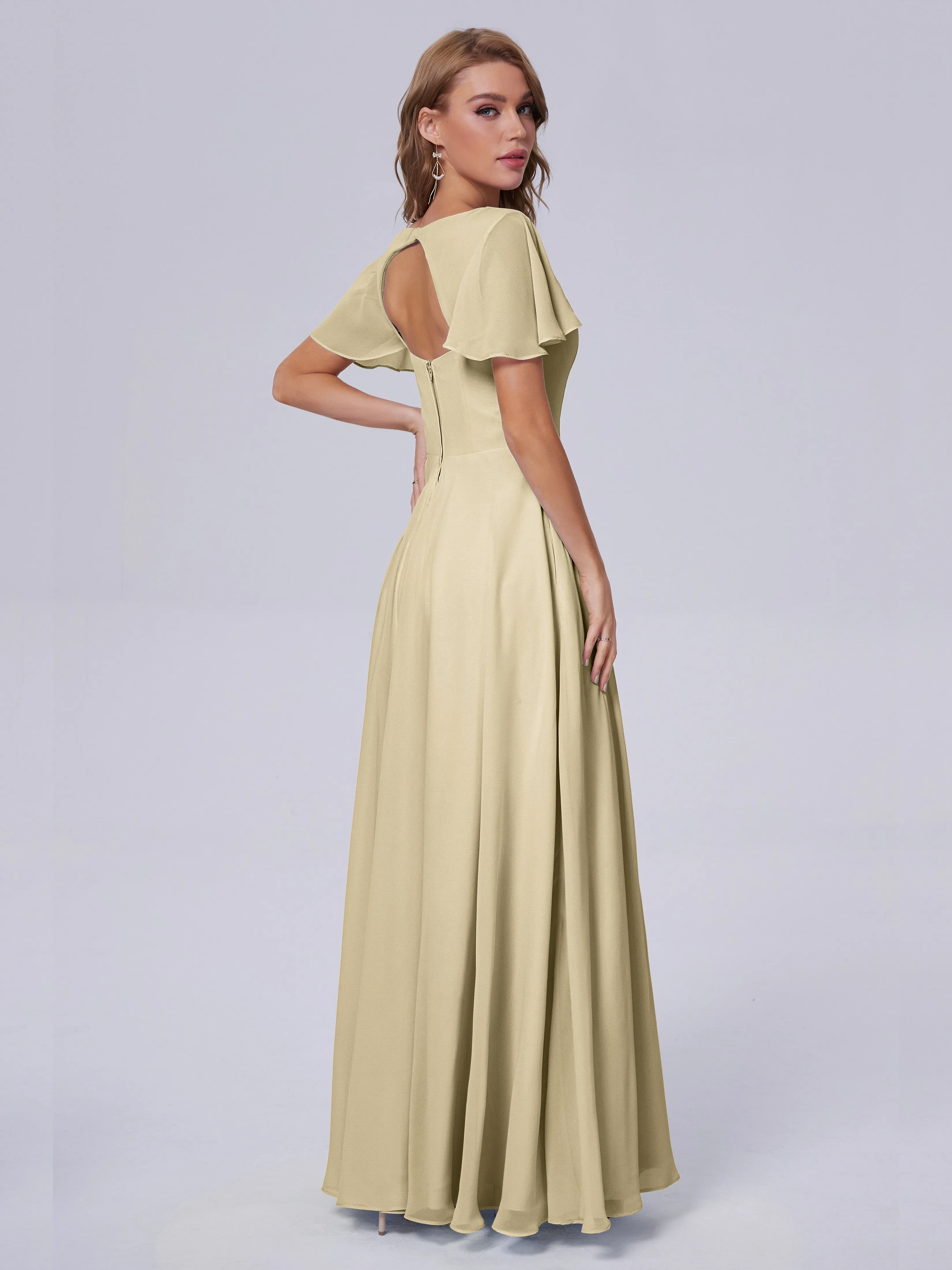 Anastasia Short Sleeves Chiffon Bridesmaid Dresses