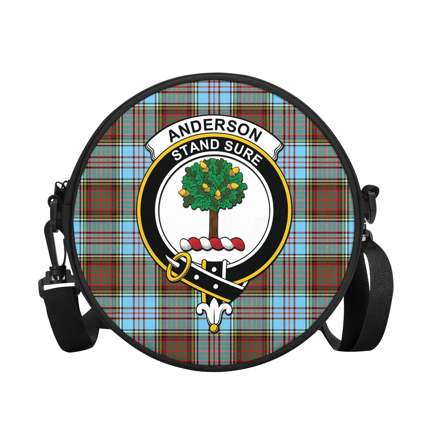 Anderson Ancient Tartan Round Satchel Bags with Family Crest