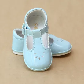 Angel Baby Girls Dottie T-Strap Scalloped Patent Sky Blue Mary Jane