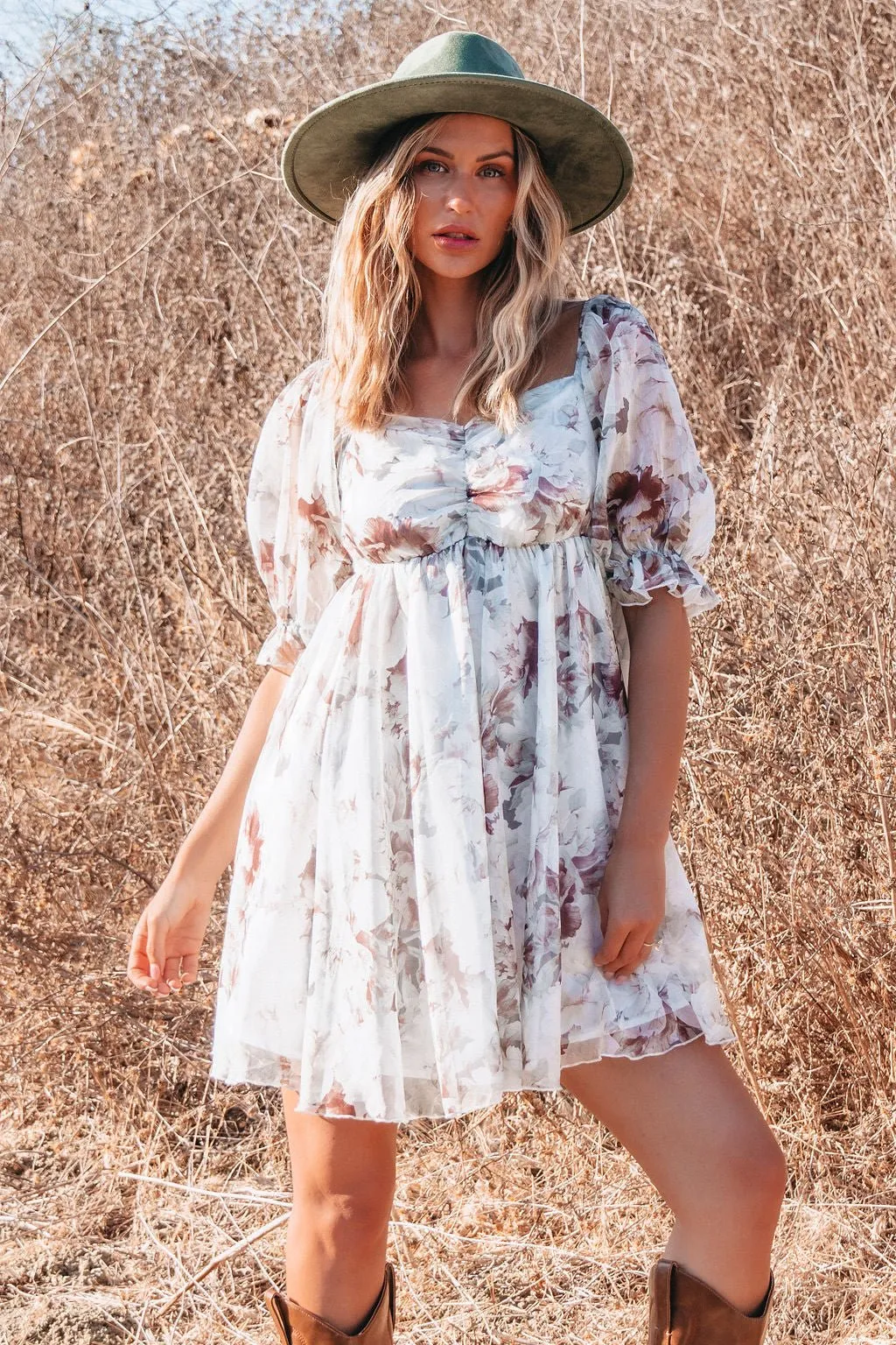 Angelic Floral Print Mini Dress - DOORBUSTER