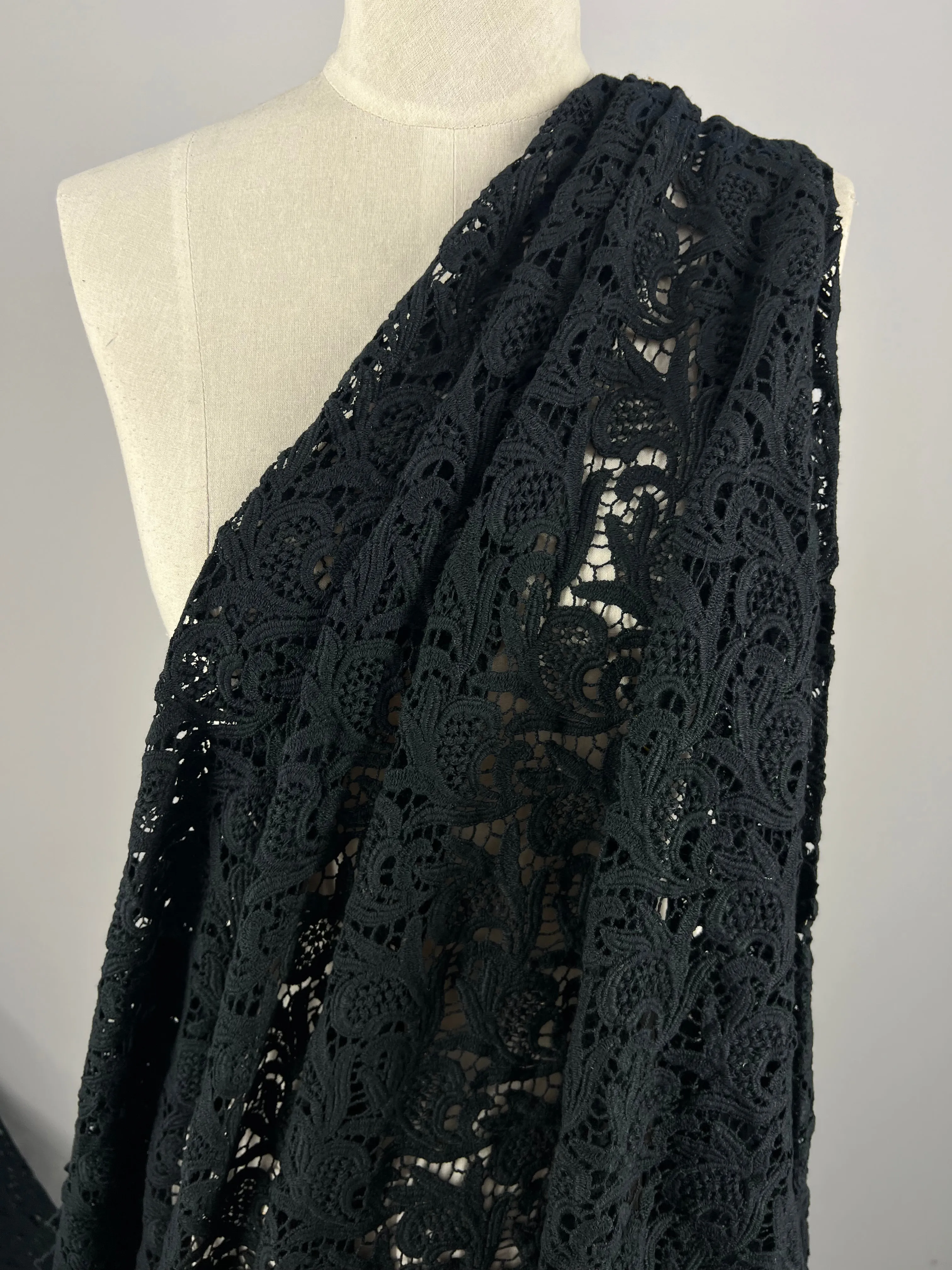 Anglaise Lace - GOTS Cotton - Black - 85cm