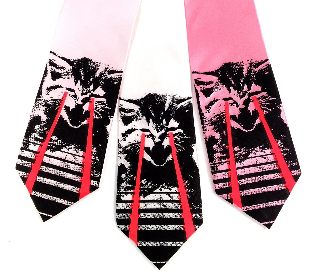 Angry Raving Laser Kitten Silk Necktie