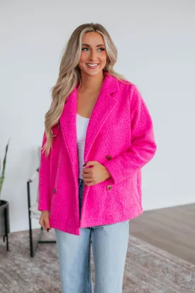 Ania Teddy Coat - Fuchsia