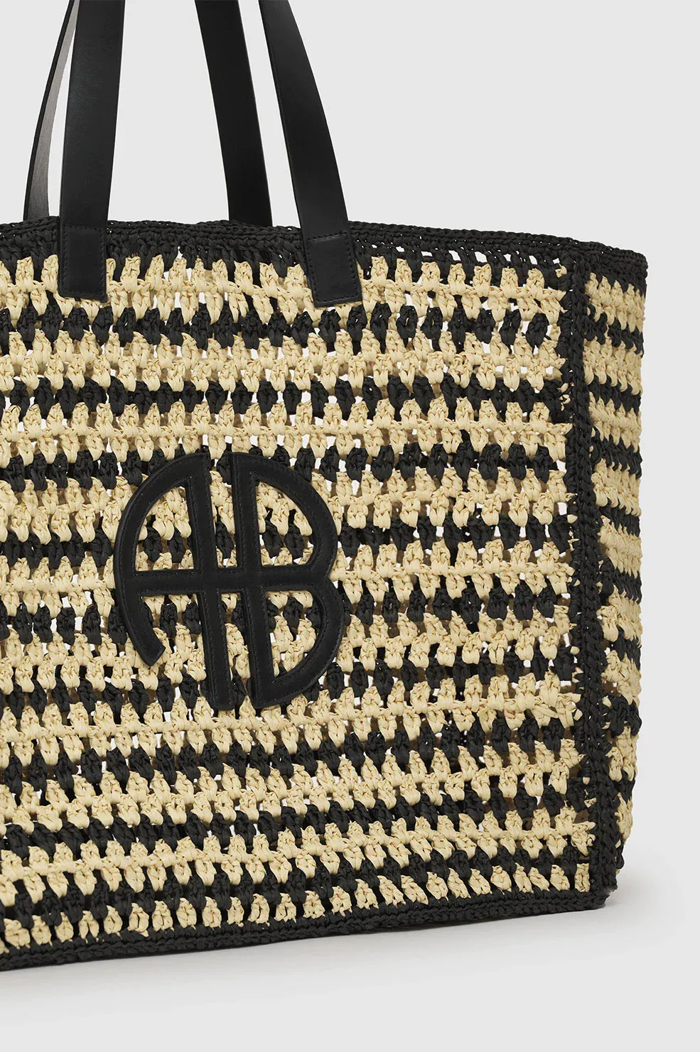 Anine Bing - Large Rio Tote Black and Natural Stripe