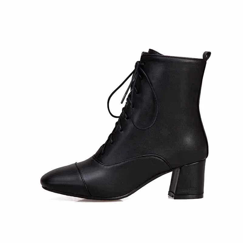 Ankle Boots Booties Low Heel Lace up Ankle Boots for Women