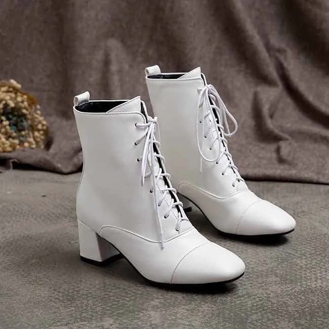 Ankle Boots Booties Low Heel Lace up Ankle Boots for Women