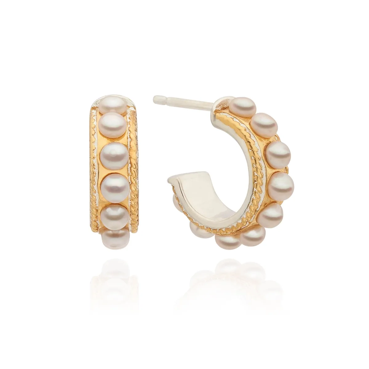 Anna Beck Small Multi Pearl Hoop Earrings - Gold Plated