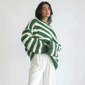 Anneli Striped Knit Oversized Sweater