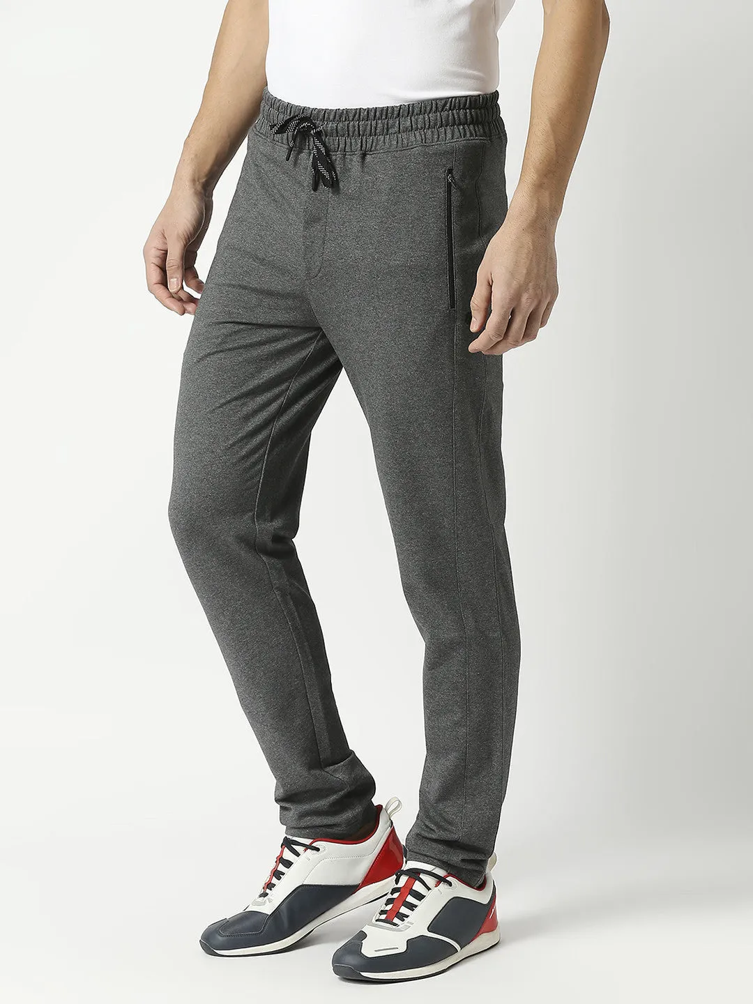 Anthra Melange French Terry Lycra Track Pants