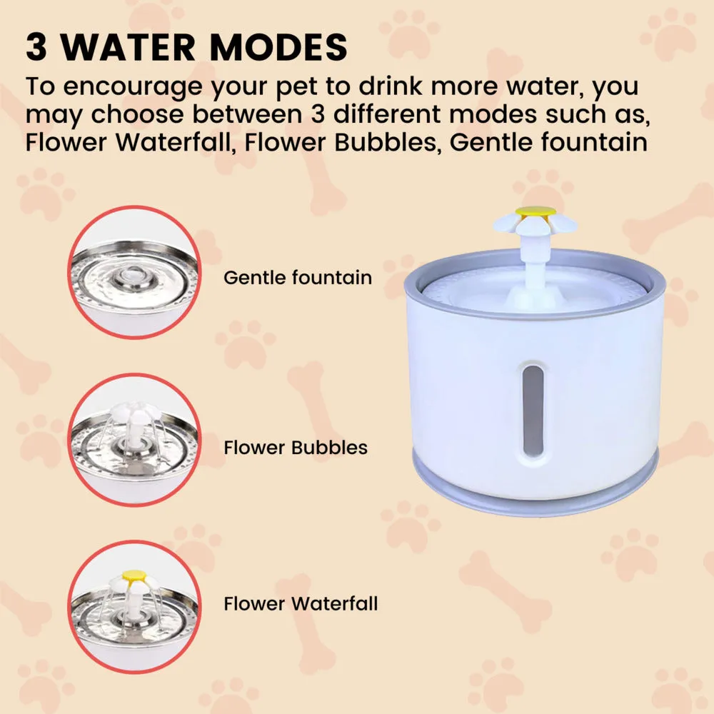 Antibacterial Pet Water Fountain, 2.4L, 3 Modes - Floofi