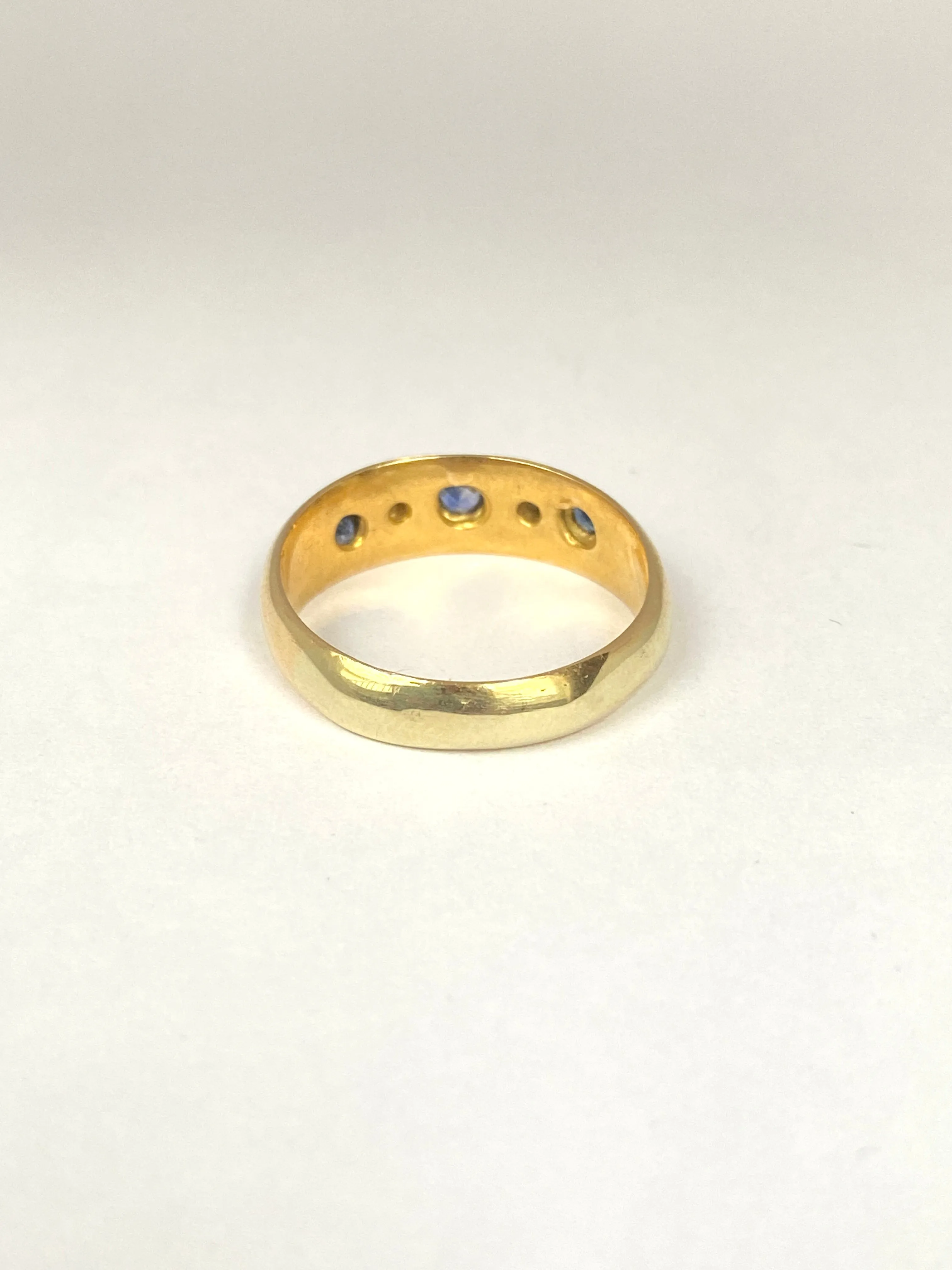 Antique Edwardian 18ct Gold Cornflower Sapphire and Diamond Gypsy Ring, Hallmarked Birmingham, 1902