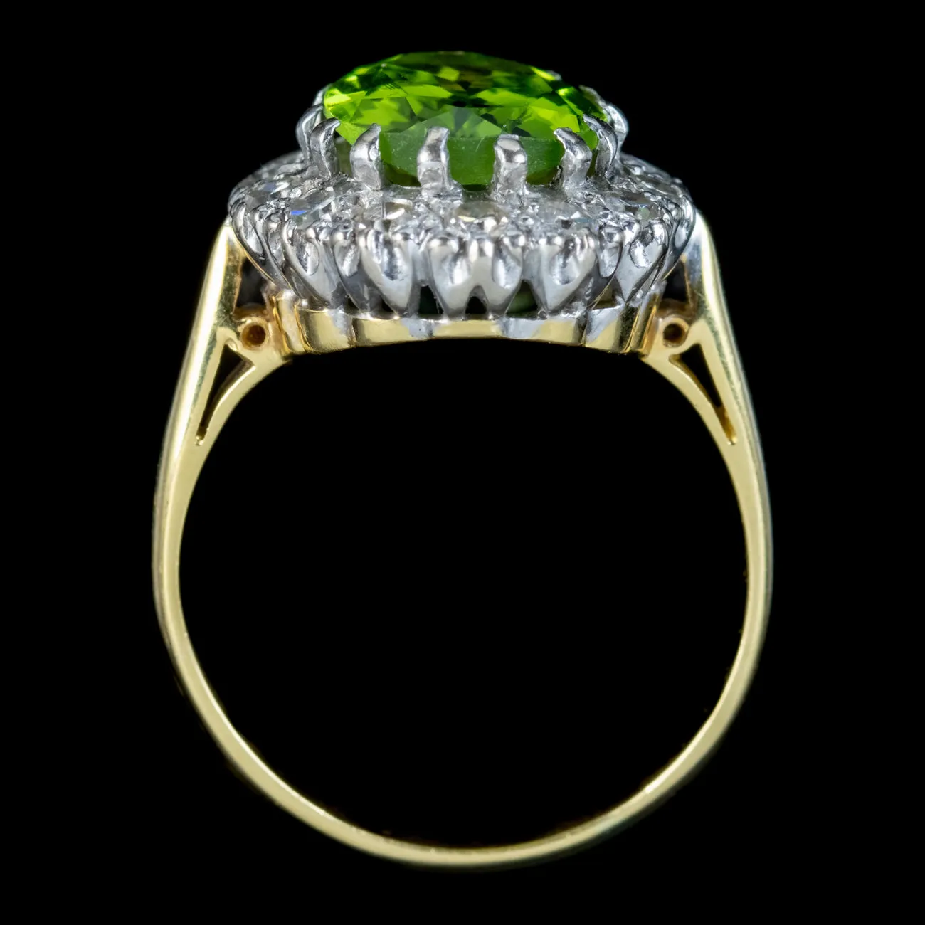 Antique Edwardian Peridot Diamond Cluster Ring 3.60ct Peridot