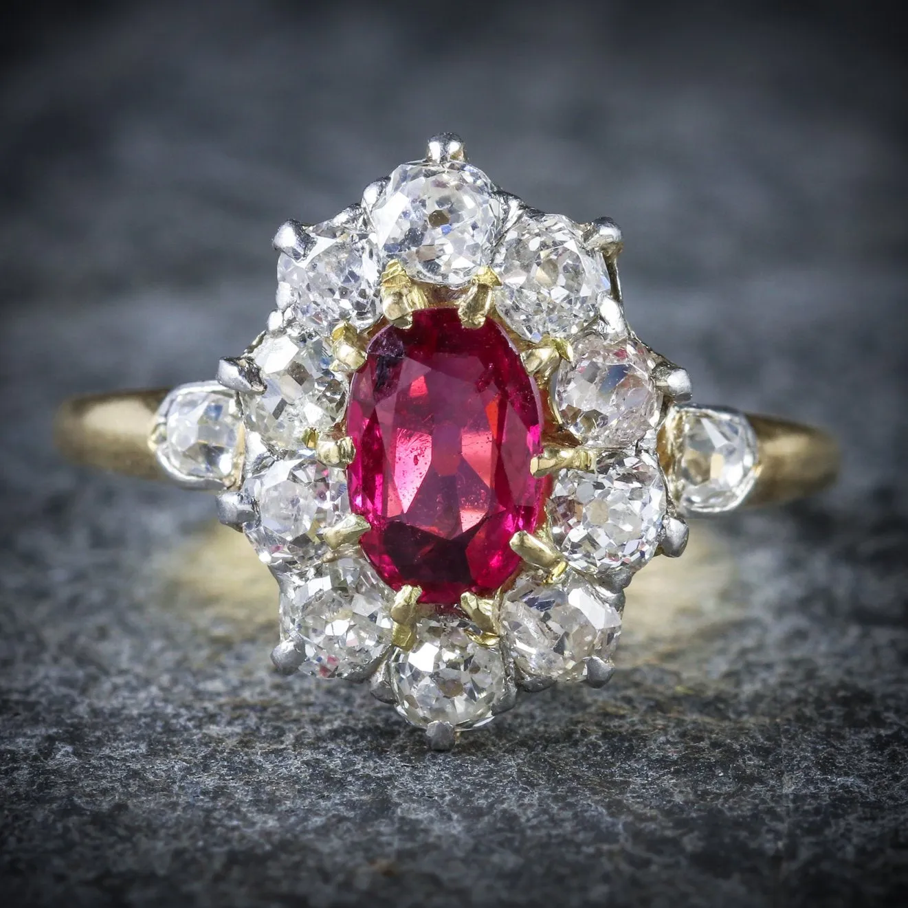 Antique Edwardian Ruby Diamond Ring 18Ct Gold Circa 1901