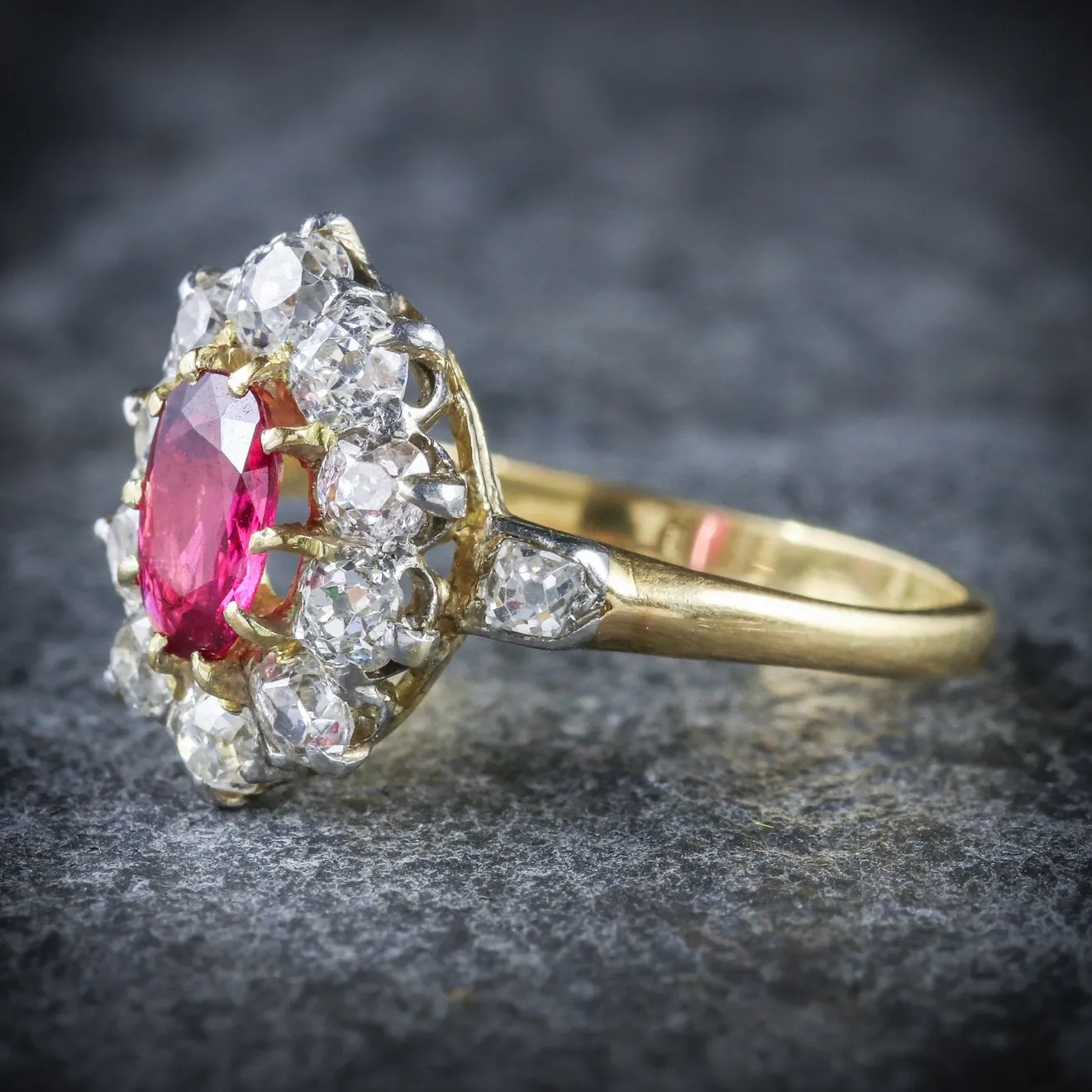 Antique Edwardian Ruby Diamond Ring 18Ct Gold Circa 1901