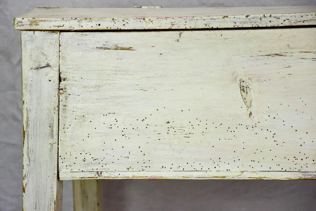 Antique French school desk with lid and gray  / beige patina