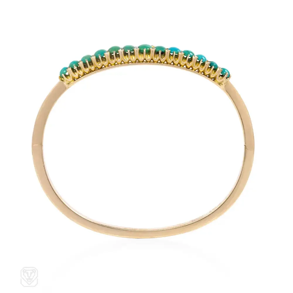 Antique Russian turquoise and diamond bangle