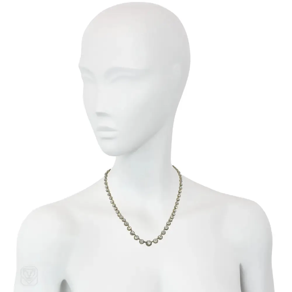 Antique style diamond rivière necklace