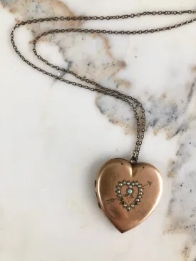 Antique Victorian Brass Heart Locket