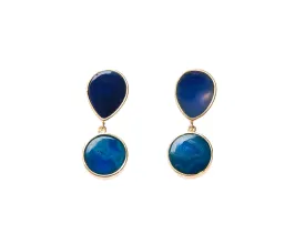 Anya Earrings (Teardrop & Round Blue Agate)