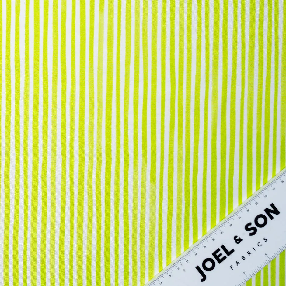 Apple Green & White Striped Pure Silk Twill