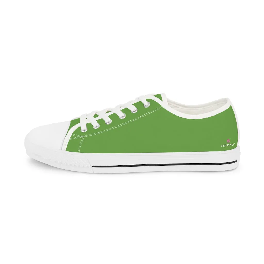 Apple Green Color Men's Sneakers, Best Solid Green Color Men's Low Top Sneakers Tennis Canvas Shoes (US Size: 5-14)