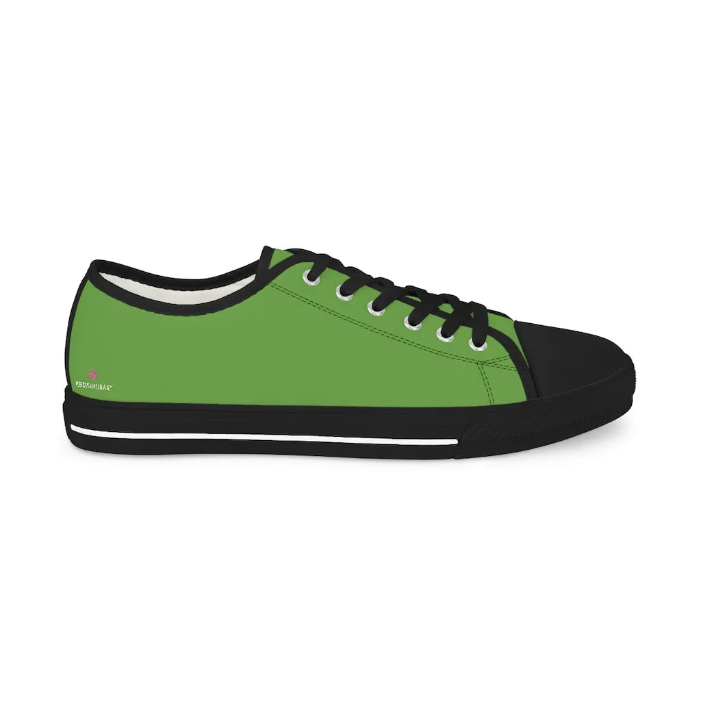 Apple Green Color Men's Sneakers, Best Solid Green Color Men's Low Top Sneakers Tennis Canvas Shoes (US Size: 5-14)