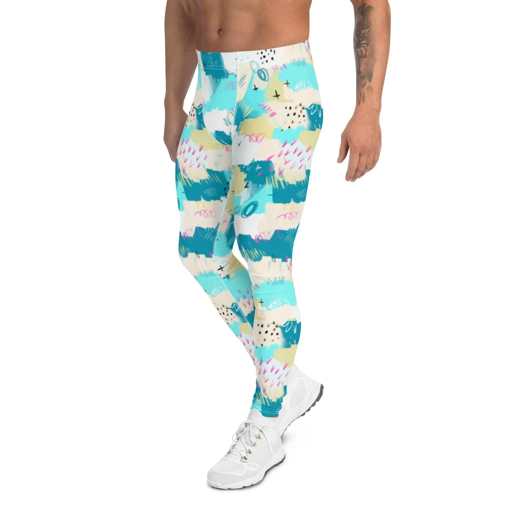 Aqua Abstract Men's Leggings