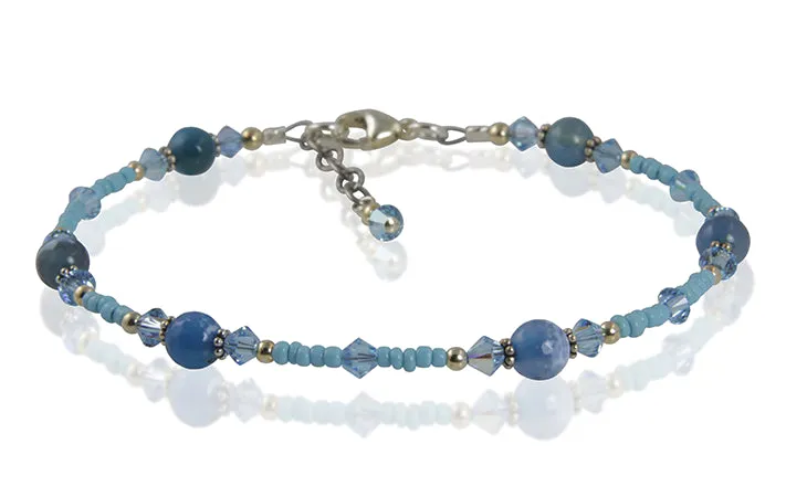 Aqua Blue Agate Gemstone Anklet