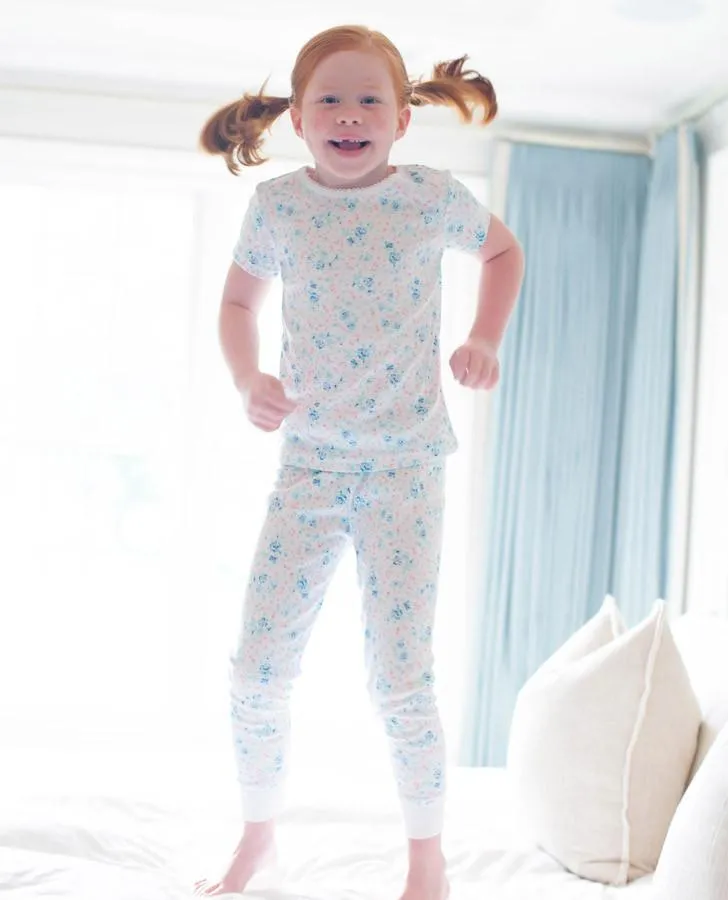 Aqua Wild Ditsy Shirt and Pant PJ Set