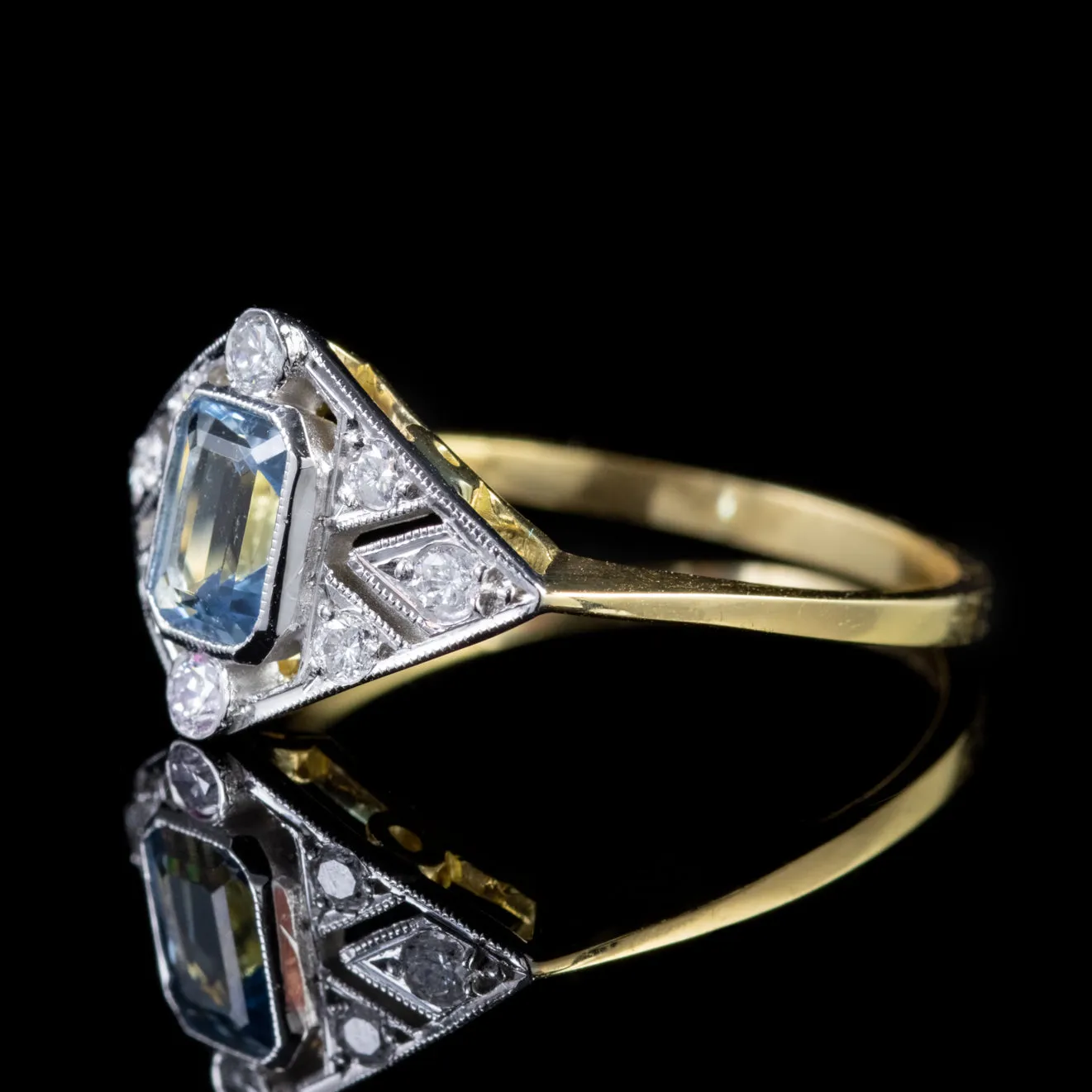 Aquamarine Diamond Ring 18Ct Gold 0.65Ct Aqua