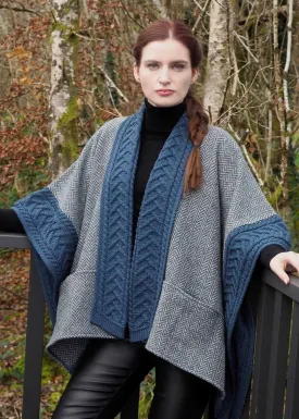 Aran Crafts Ashbourne Tweed Cape | Blue