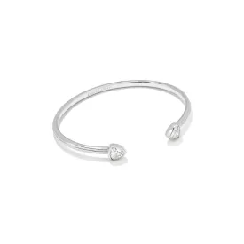 Arden Cuff Bracelet Silver with White Crystal