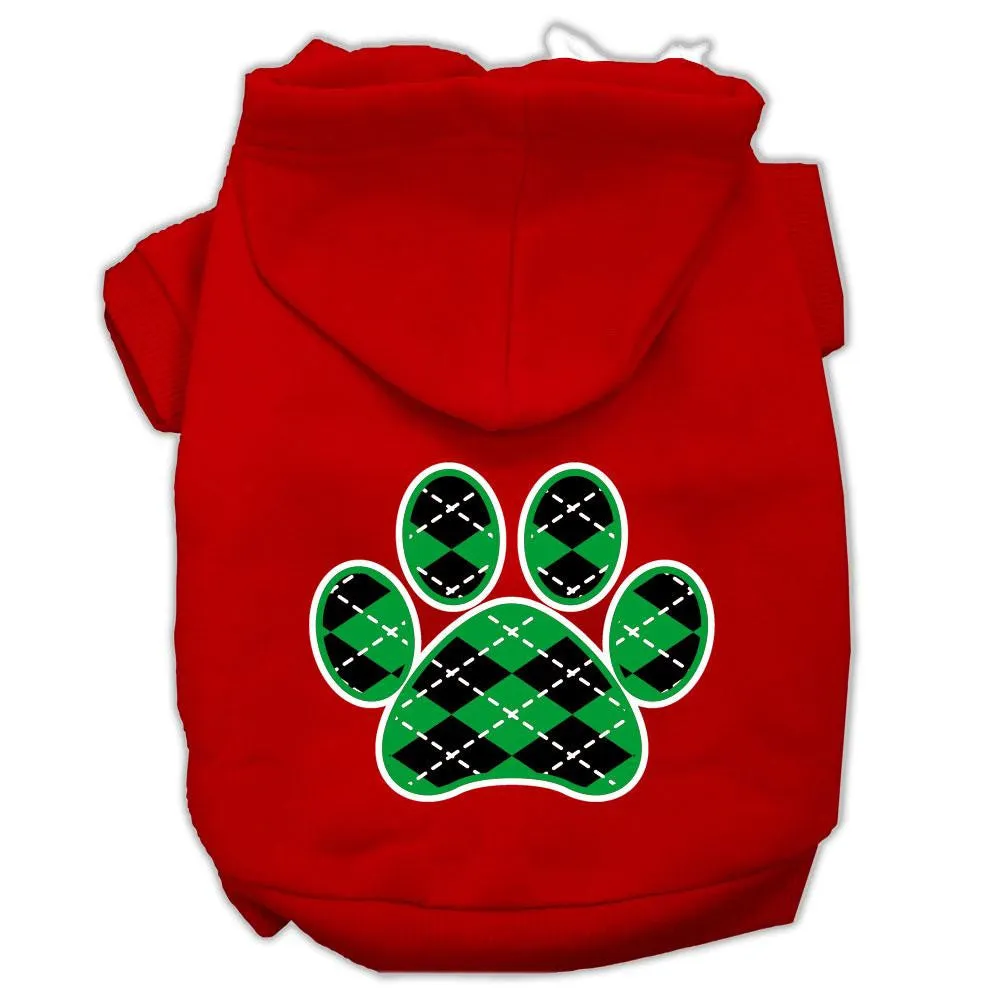 Argyle Paw Green Screen Print Pet Hoodies Red Size XXXL (20)