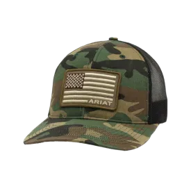 Ariat M&F Flex Fit R112 Brown Camo US Flag Patch Cap