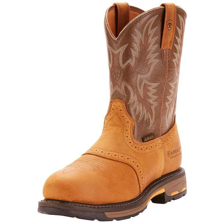 Ariat Men's WorkHog Pull-On Ct 10" Comp Toe Western Work Boot- Bark - 10001191