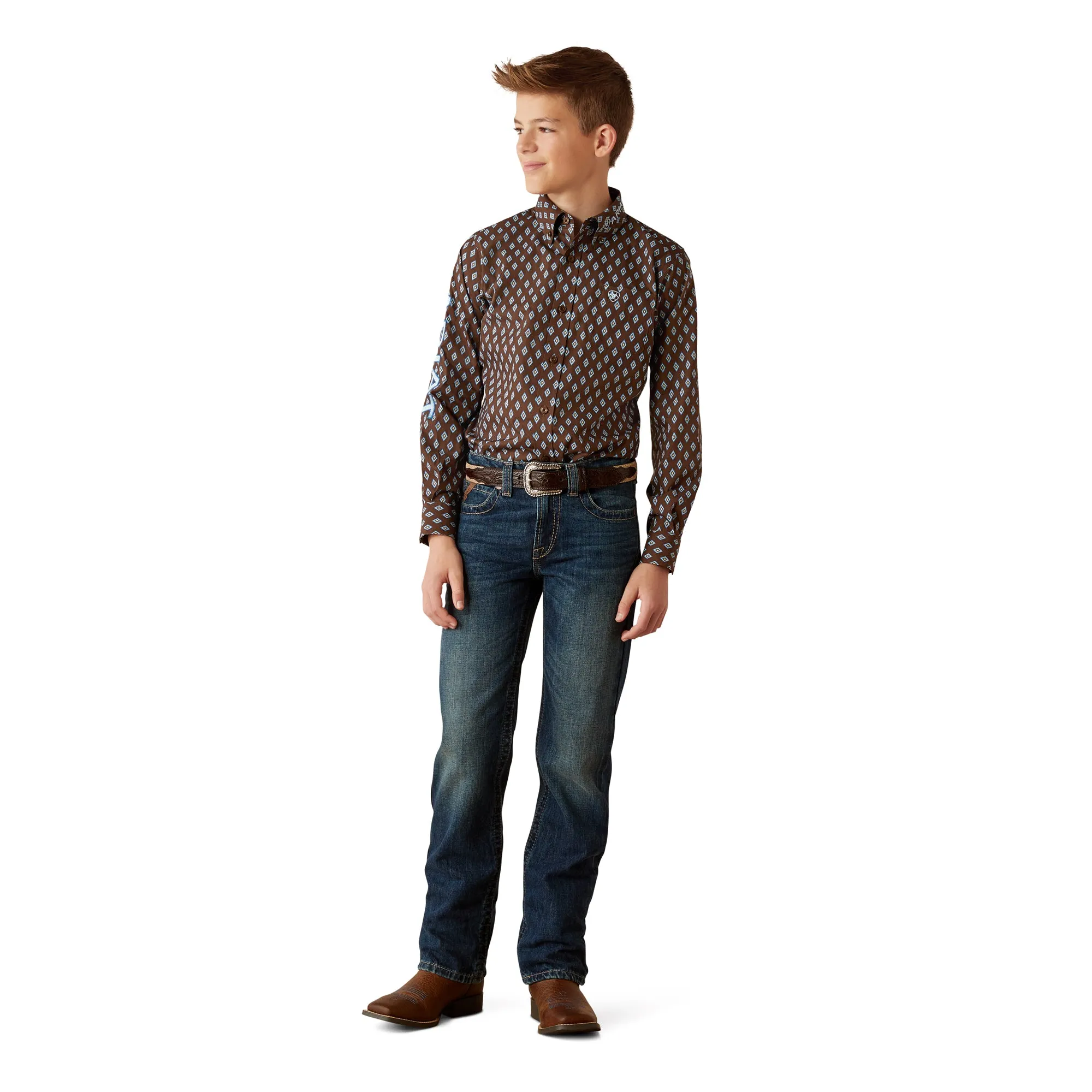 Ariat Youth Boy's Team Oak Classic Fit Button Down Shirt 10054069