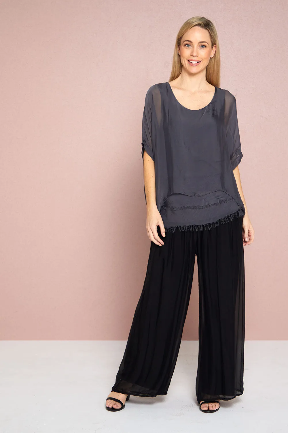 Arlette Silk Pants - Black