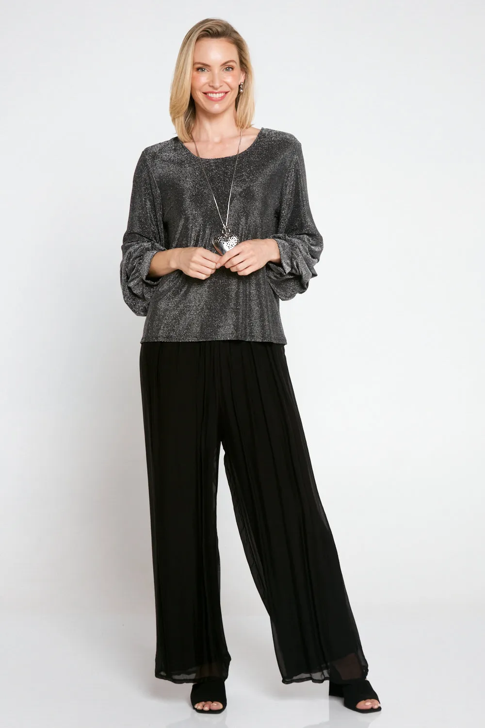 Arlette Silk Pants - Black