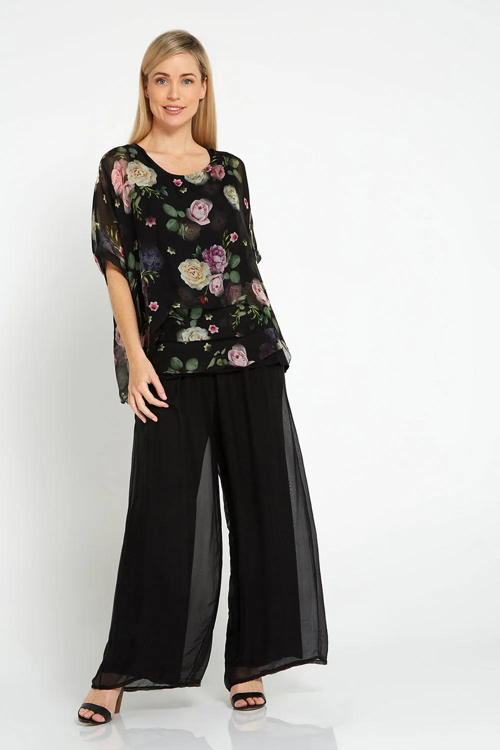 Arlette Silk Pants - Black