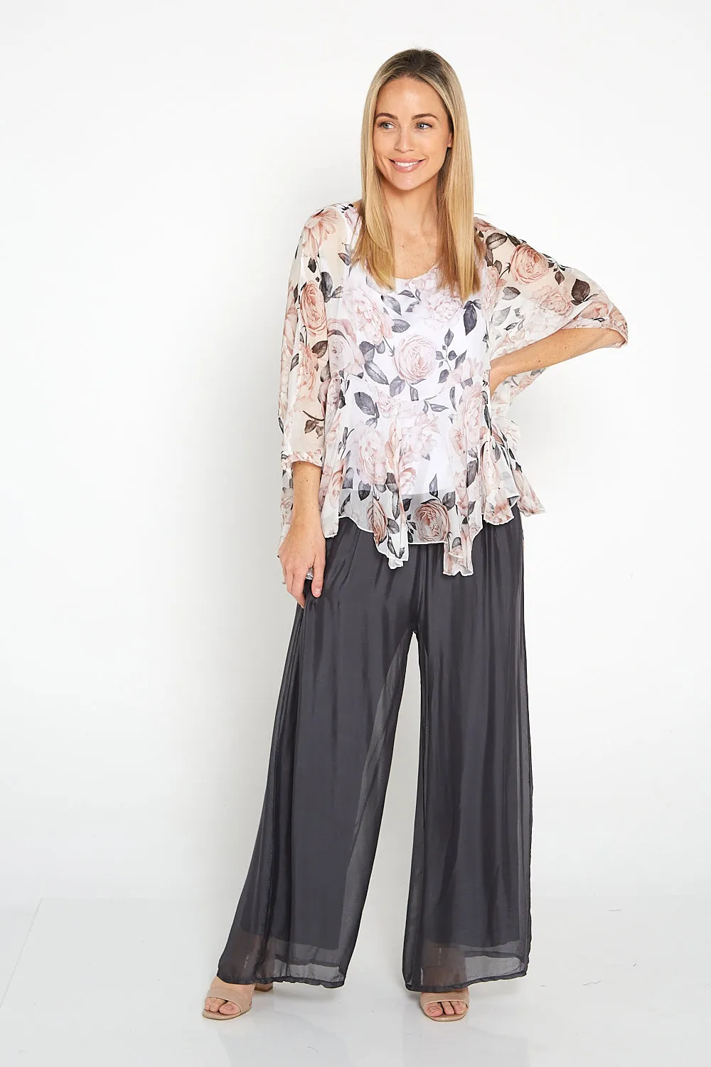 Arlette Silk Pants - Grey