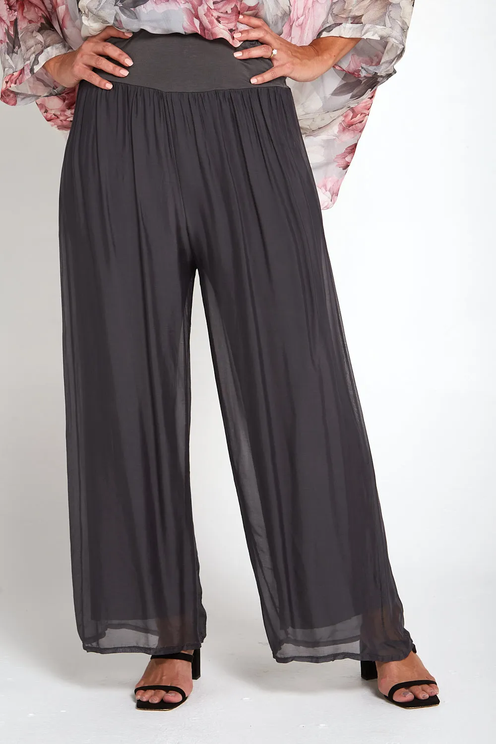 Arlette Silk Pants - Grey