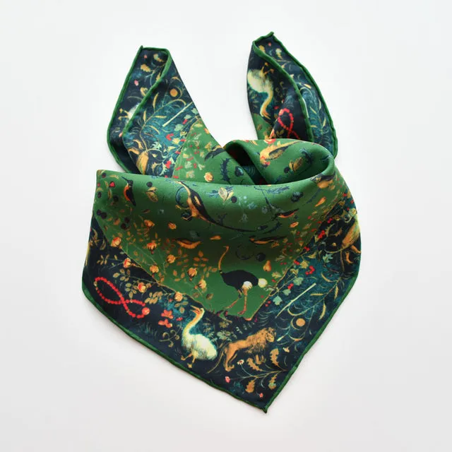 Army green luxury natural silk scarf women