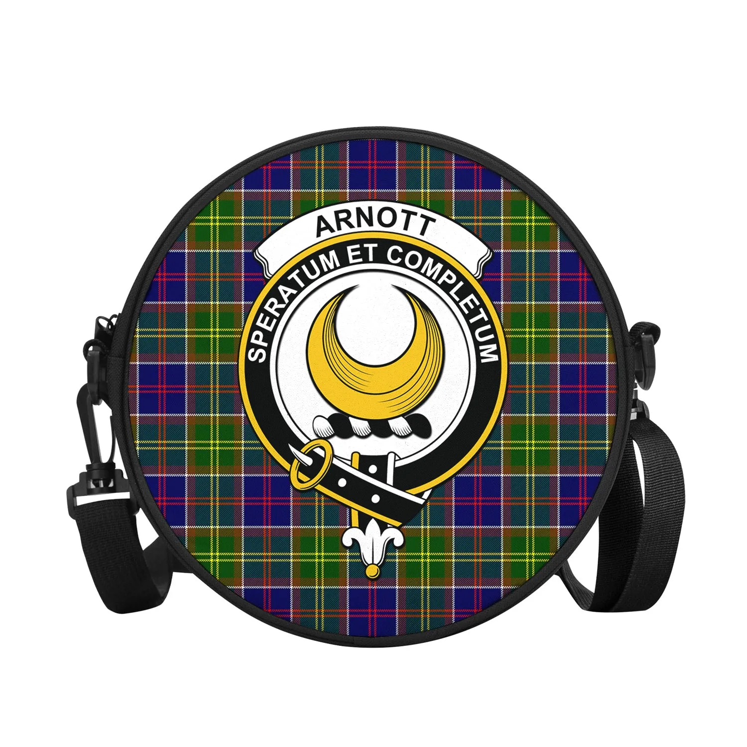 Arnott Tartan Round Satchel Bags with Family Crest