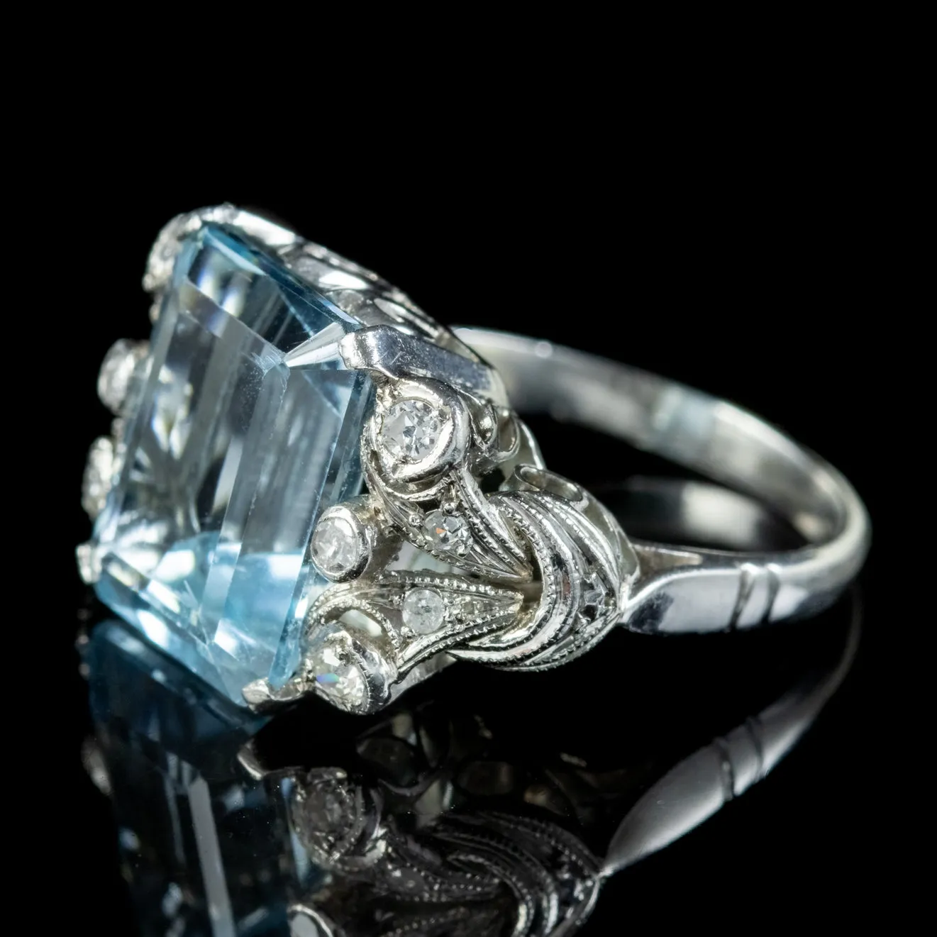 Art Deco Aquamarine Diamond Ring 5ct Aqua Circa 1920