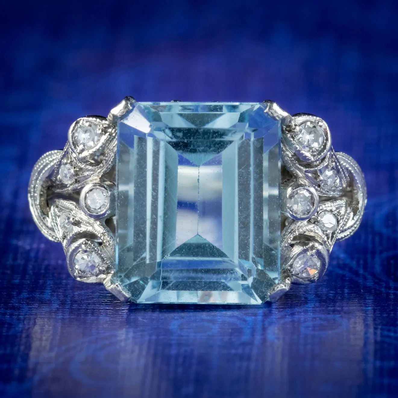 Art Deco Aquamarine Diamond Ring 5ct Aqua Circa 1920