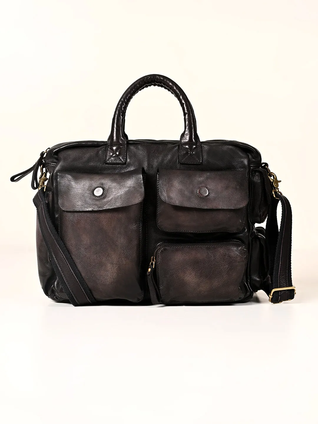 Art N Vintage William : Real Black Leather Laptop Bag